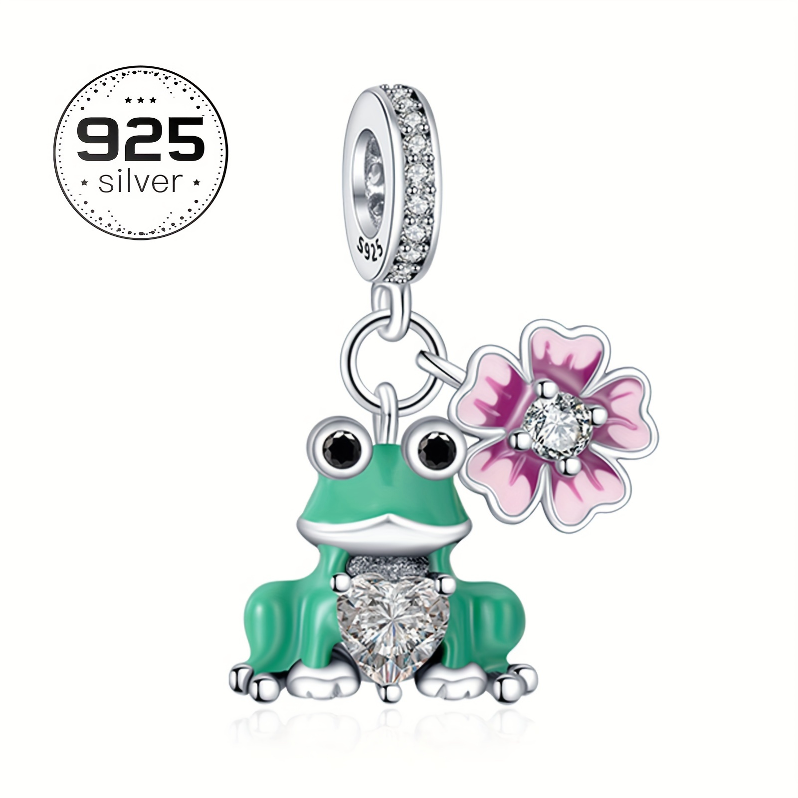 

Fashion 925 Sterling Silver Frog & Flower Dangle Charm Bead Pendants Fit Original Charm Bracelet Necklace Diy Jewelry Gift For