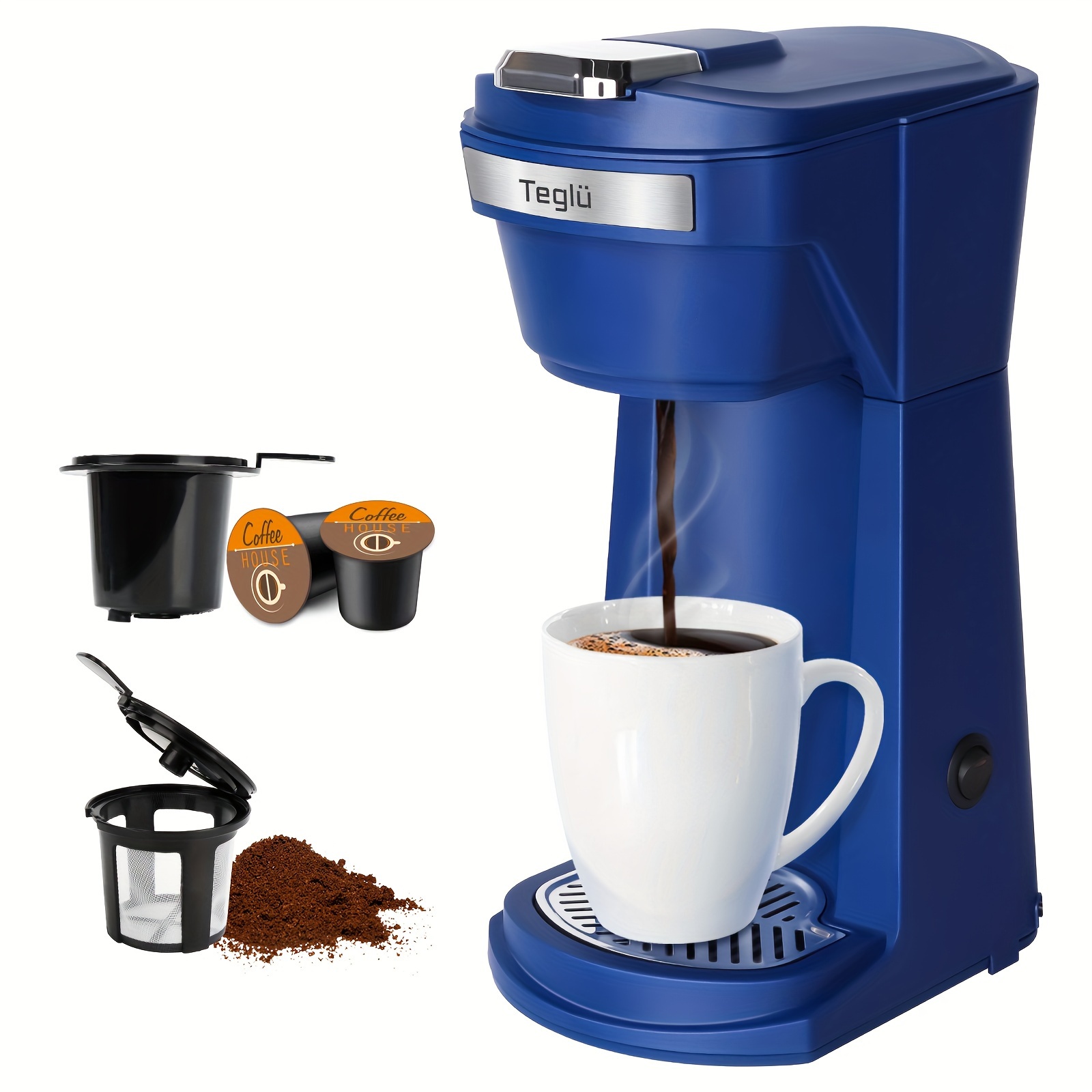 

Single Coffee Maker 2 In 1 For K Cup Pods & Ground Coffee 3 Color 6-14 Oz Drip Coffee Machine
