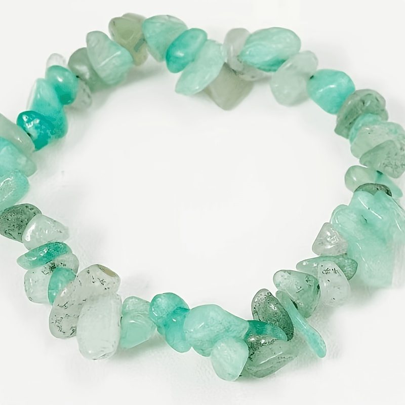 Women's Light Green Pebble Bracelet & Peace Ring Pendant Set