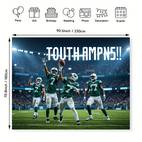 1pc football themed backdrop with text green jersey players music festivals bohemian weddings themed parties photo booths and artistic decor polyester material outdoor event decor football theme decor durable polyester football party decorations