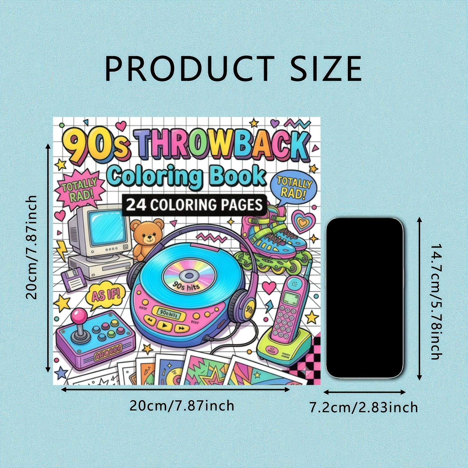 TEMU 1pc 90s Nostalgic Coloring Book, Describing Retro Fashion, Life Scenes, Classic Gadgets, Decor, Campus Memories, Home Decoration, And Daily Of