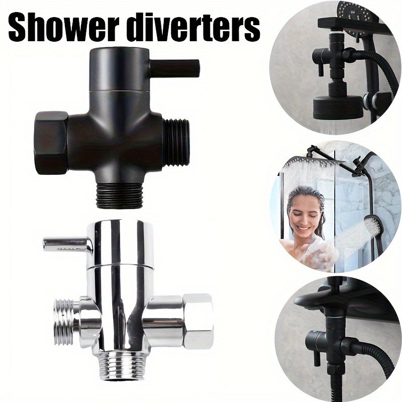 

1pc G1/2" Shower Arm Universal Tee Diverter Valve, For Handheld Shower And Fixed Shower | Tee Bathroom Universal Shower System Tee Diverter Valve, Toilet And Rv Replacement Kit Adapter (matte Black)