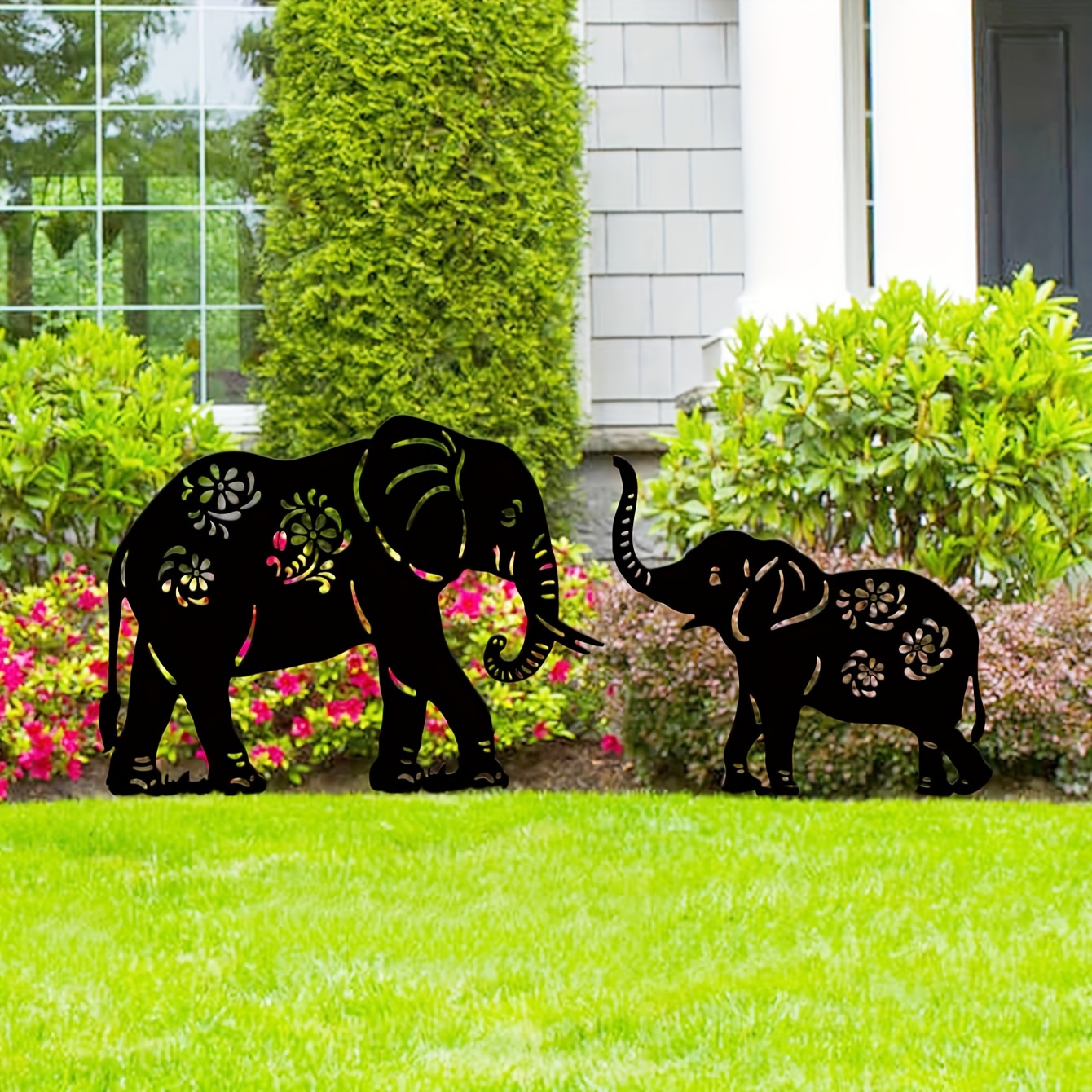 

1pc Elephant Silhouette Garden Sign With Stakes, Metal Ground Insert Garden Decor, Outdoor Home Decor, Insert Decoration For Home Garden Patio, Fence Yard Lawn Art Decor, Spring Decoration