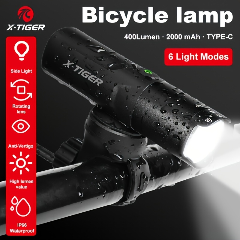 TEMU X-TIGER 1 бр./2 бр. Комплект Велосипедни Фарове, Висока Яркост, Корпус от Алуминиева Сплав IP66 Водоустойчив, Батерия 2000mAh, Дисплей за