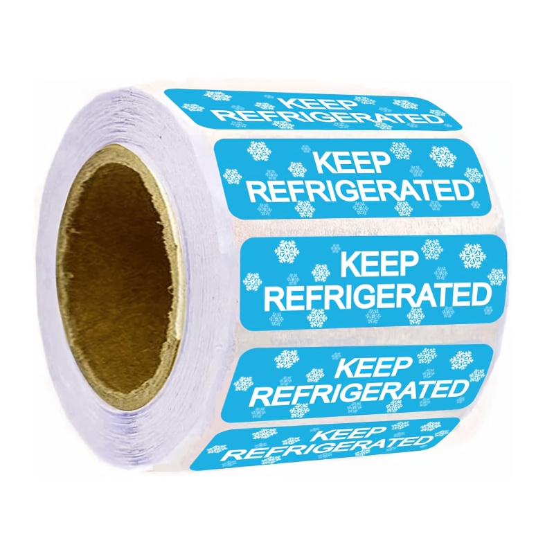 TEMU Rectangle Keep Refrigerated Stickers Shipping Labels 0..5 Inch Fluorescent Blue Keep Refrigerated/cold Food Packaging Warning Label 500 Adhesive