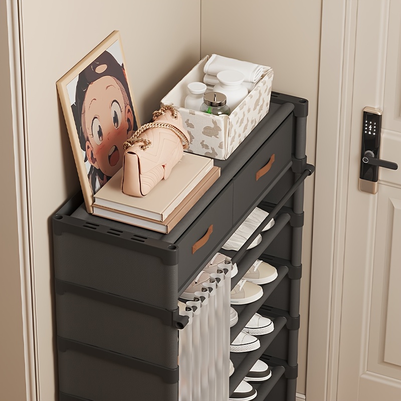 1pc household multi functional shoe storage rack indoor large capacity shoe rack independent multi layer dust proof shoe cabinet   cabinet at the entrance hall suitable for apartments dormitories and  