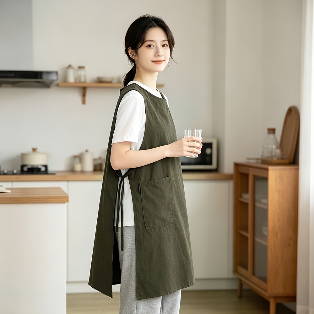 TEMU 1pc, Two-panel Apron With Easy-to-wear Design And Side Tie Straps. Suitable For All Body Types, Slim Or Full-, For Men And Women. Ideal For Home