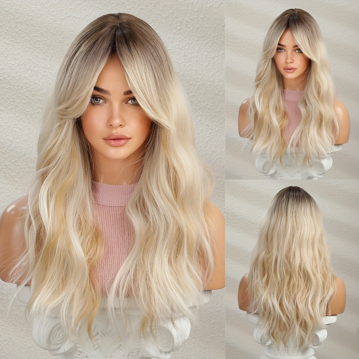 TEMU 26 Inch Wig Mechanism Head Cover Long Curly Hair Matte High Temperature Rose Mesh