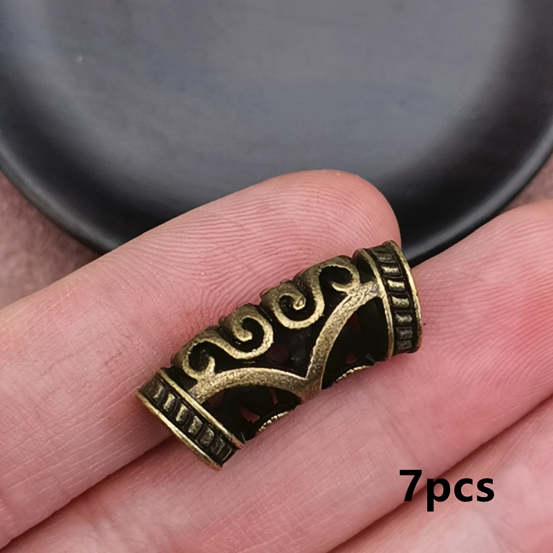 Image of 7pcs Retro Hollow Flower Large Hole Beads, Beads, Bohemian Style Jewelry Accessories, Handmade Making Bracelet, Necklace, Earring Charm Pendant Accessories 10*25mm
