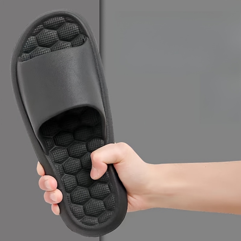 

Men's Solid Eva Slides, Non Slip Quick-drying Open Toe Slippers For Indoor Walking And Bathroom Shower