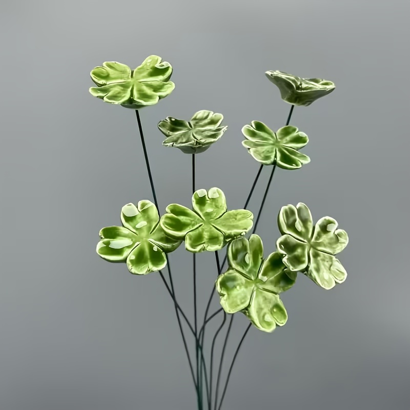 Image of 8pcs Handmade Ceramic Flowers "good Luck, , Faith, And Love" Hand- Ceramic , Ceramic Flowers, Never Fade, No Electricity Required Eternal Ceramic Flowers