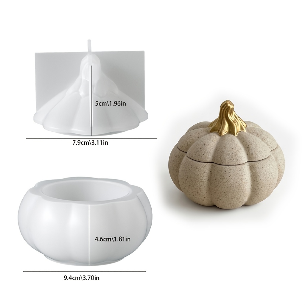 TEMU Stampo in silicone resina Zucca Scatola portaoggetti Stampo in silicone Decorazione autunnale da scrivania per la casa Regalo di festa