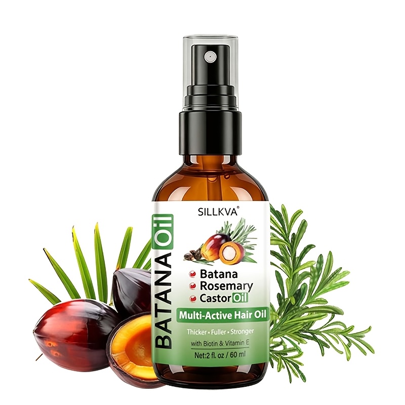 TEMU SILLKVA 2.0 Oz Batana et Huile de Ricin 3-en-1 Huile Capillaire Spray - Hydrate en Profondeur les Cheveux et et Endommagés. Un Soin Capillaire