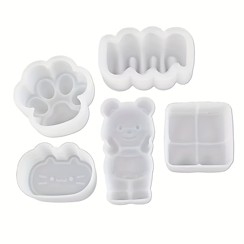 Image of 5pcs Diy Silicone Mold - Handmade Cream & Cat Paw Shapes With Slow Rebound Relax Sensory Fidget Suitable For S &, Resin Molds