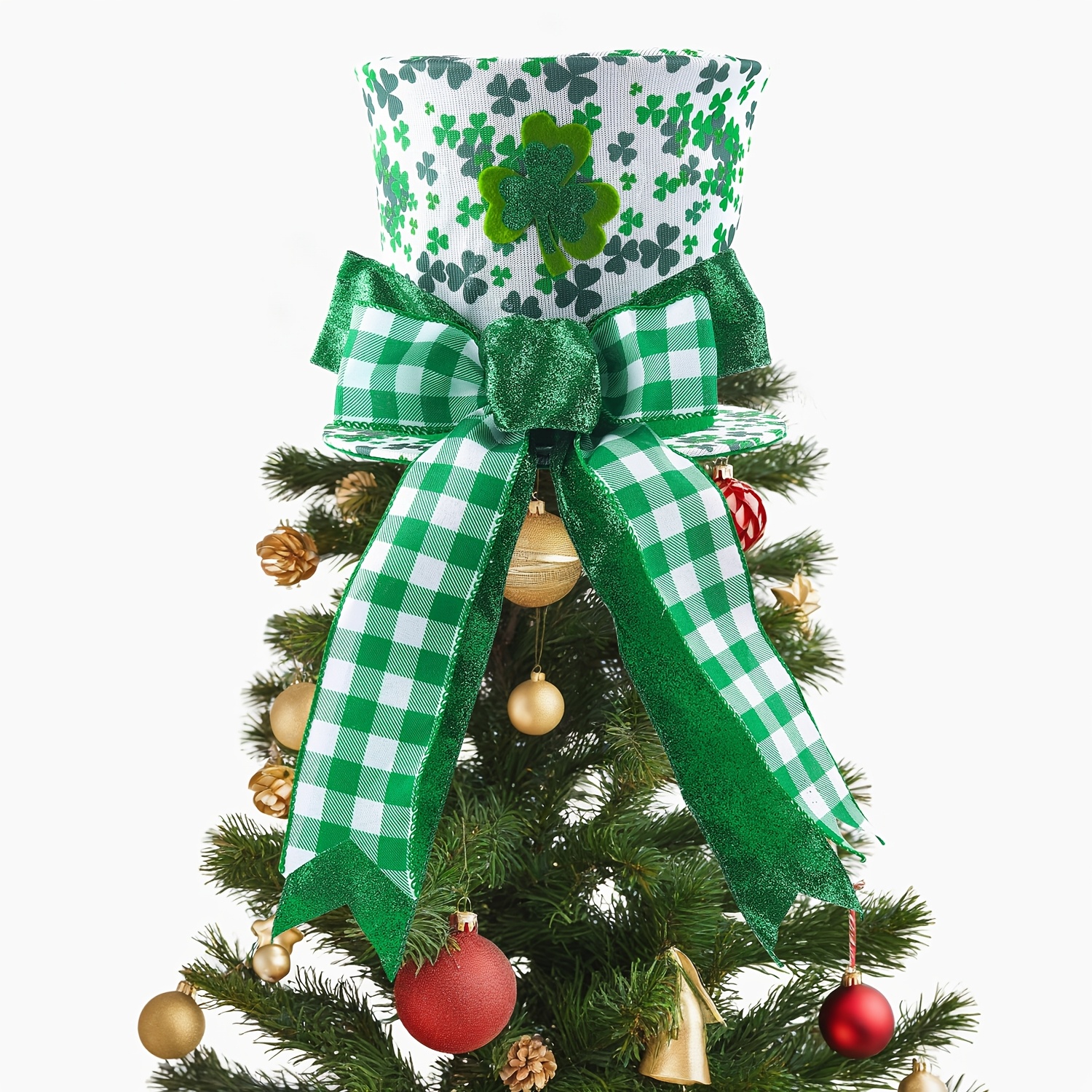 

's Hat Tree Topper With Bow - Felt, Indoor/outdoor Home Decor For 's Day Party (hat Only, Tree Not Included)