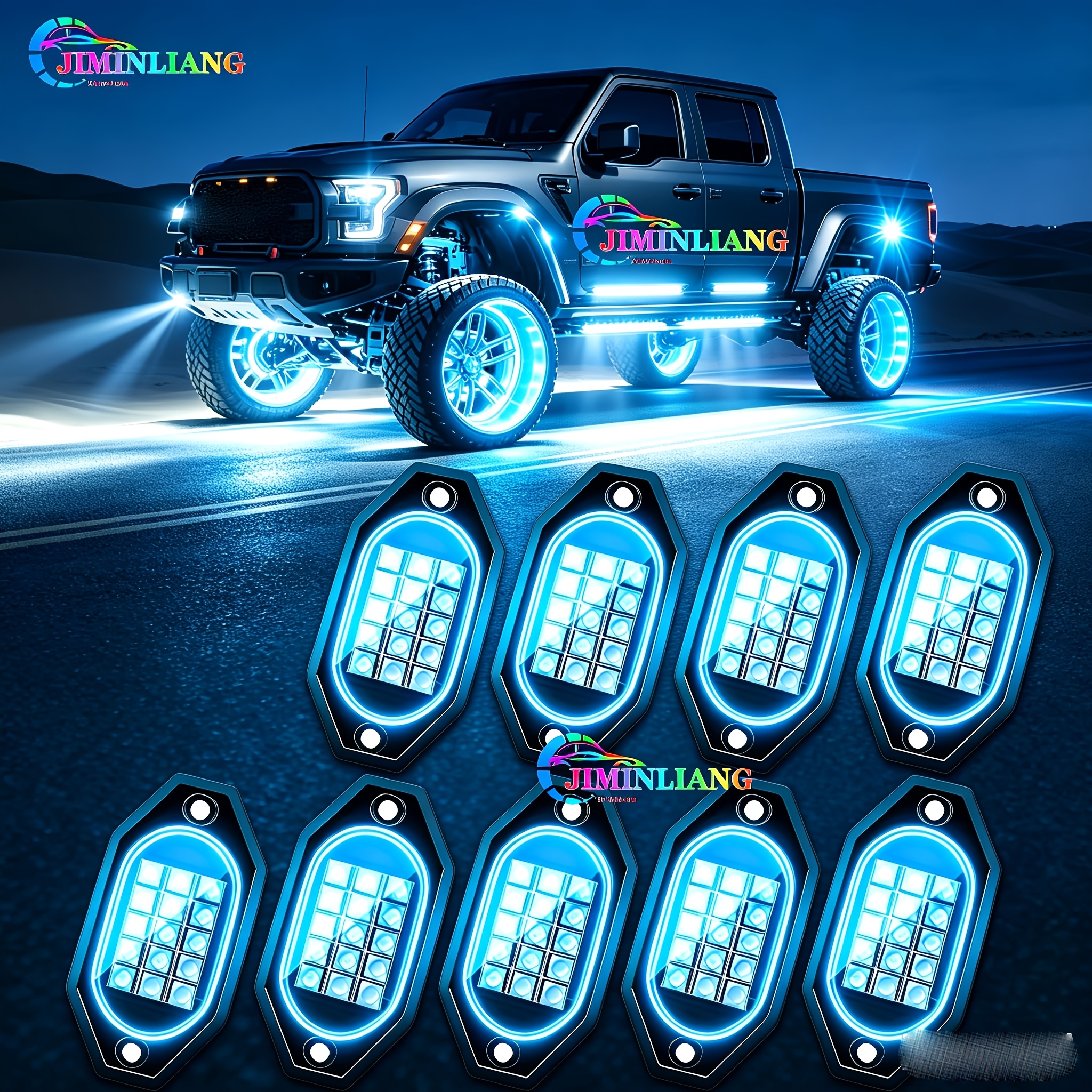 TEMU Truck Rock Lights, Cool Car Led Lights, Colorful Dynamic Underbody Ambient Lighting With 16 Million Color Options, Dc12v, Suitable For Cars,