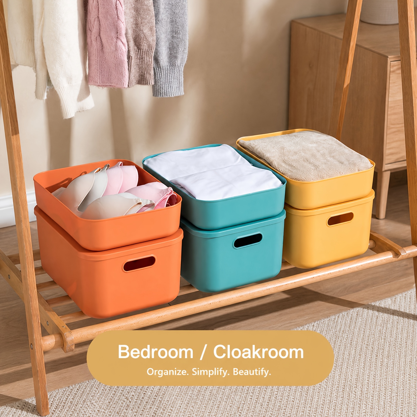 Stackable Lidded Storage Bins Set with Erasable Label Stickers