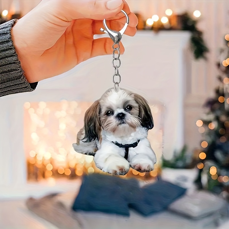 

1pc Shih Tzu Puppy Dog Keychain, Acrylic Cartoon Pet Keyring With Lobster Clasp, Animal Charm Backpack Pendant, Family Keychain For Decorating, Ideal For Valentine's Day Gifts