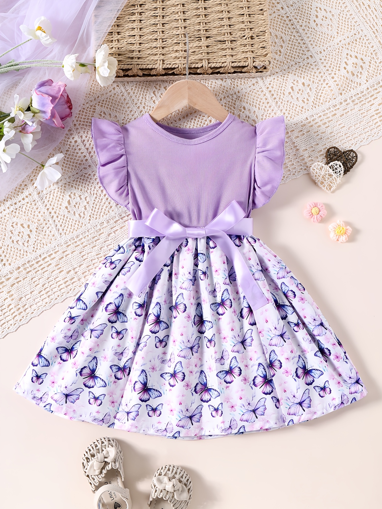 girls sweet ruffle sleeve dress print holiday - Temu United Kingdom