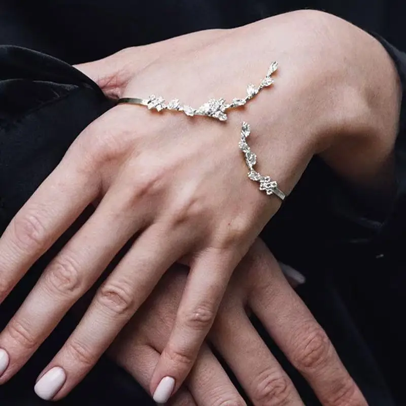 womens elegant leaf bracelet delicatechain with leaf wedding party everyday jewelry year round versatile formal casual bracelet for women minimalist gift sophisticated chic style fine Product details 0