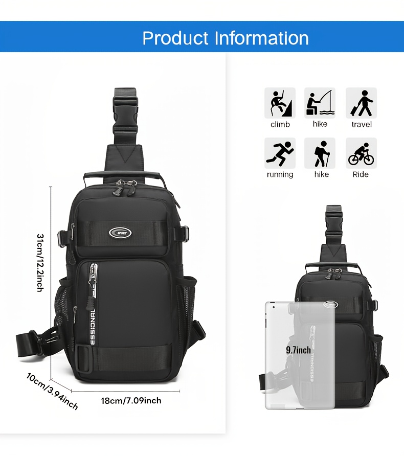 Wasserdichte Sling-brusttasche Mit Fächern Für Herren_voghion.com