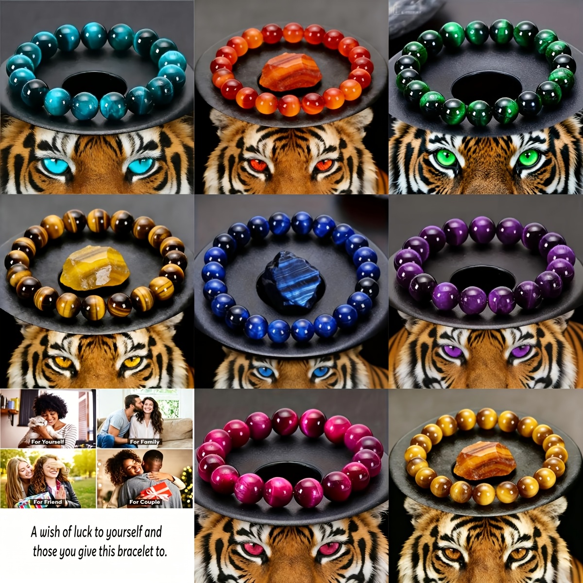 TEMU 8pcs Different Colors Eye Bracelets 8pcs/4pcs Fashionable Luxurious Easy Bracelets Meaning: - - Wisdom - Protection Suitable For Men And Women