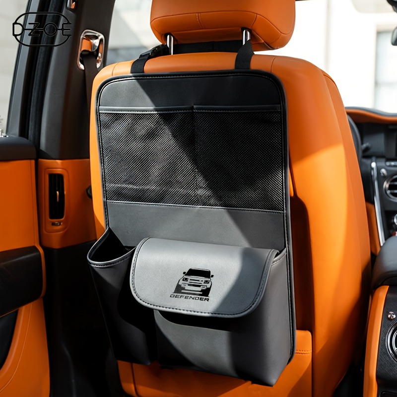 TEMU 1pc For Land For Defender Car Back Seat Organizer Bag Made Of Faux Leather, Designed For Rear Row Storage. This Auto Seat Back Hanging Bag Is A
