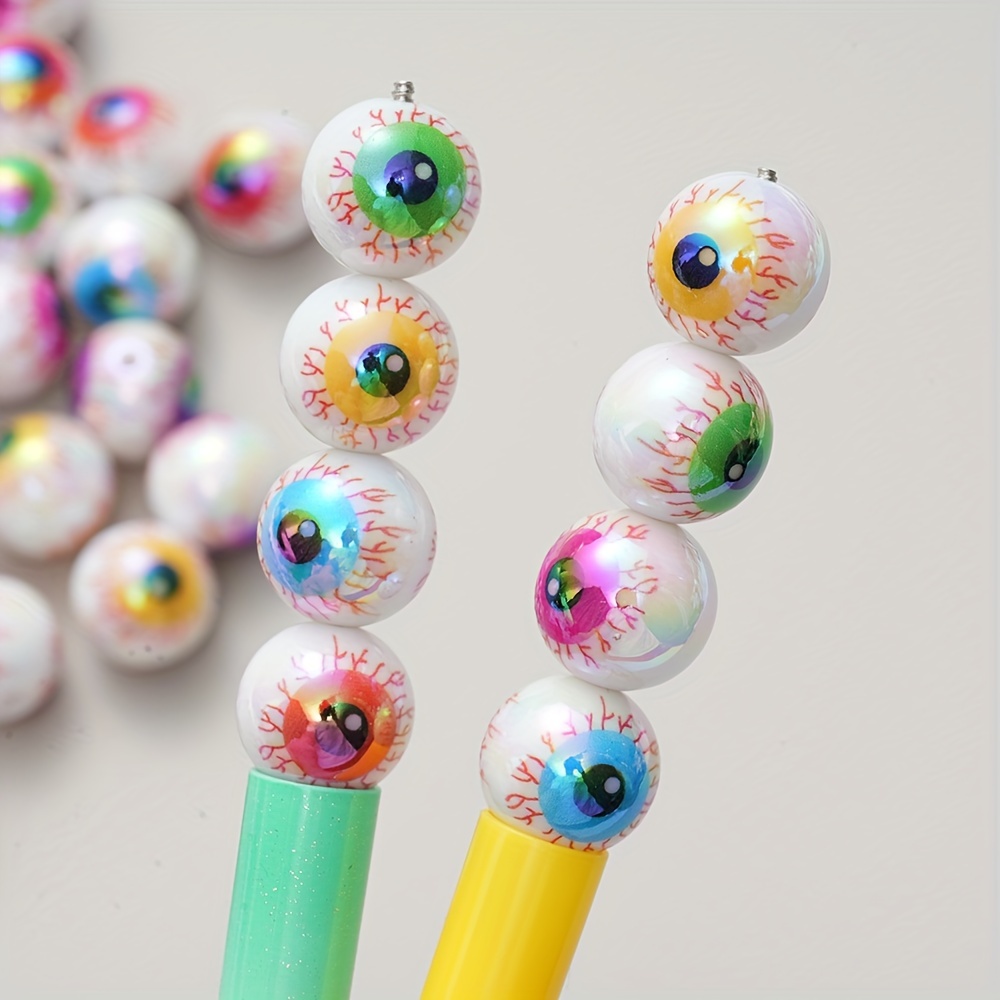 

10pcs 1.6cm Mixed Color Acrylic Eye Beads For - Bracelets, Necklaces, Phone Charms & Keychains