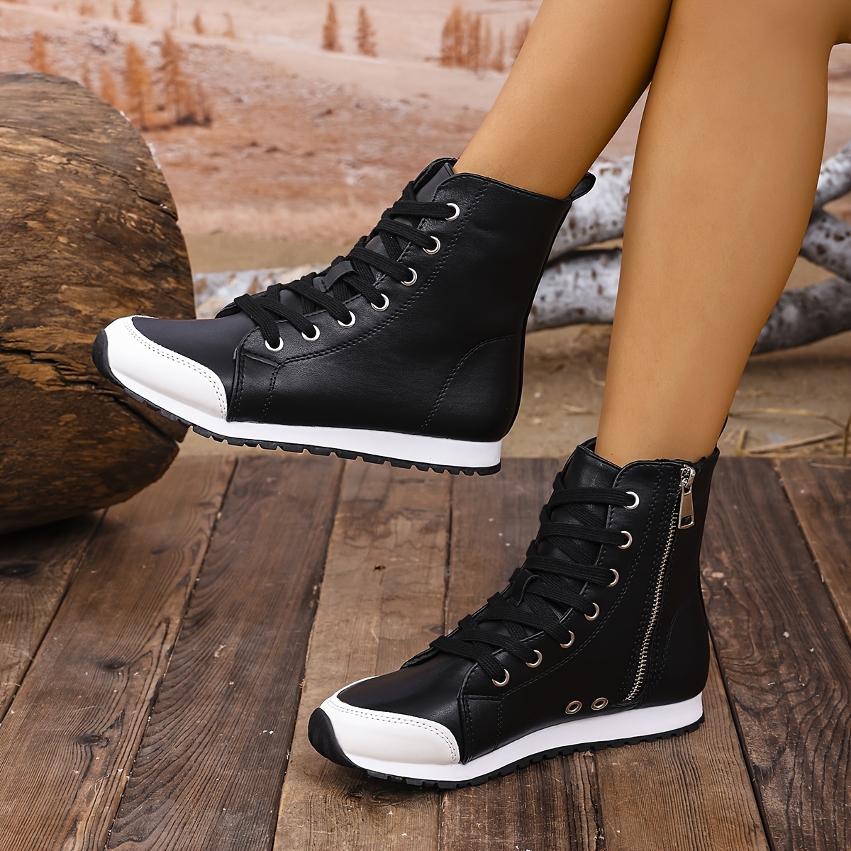 Tacon Ancho Botines Con Tacon Cordones Cuero Botines Mujer Con