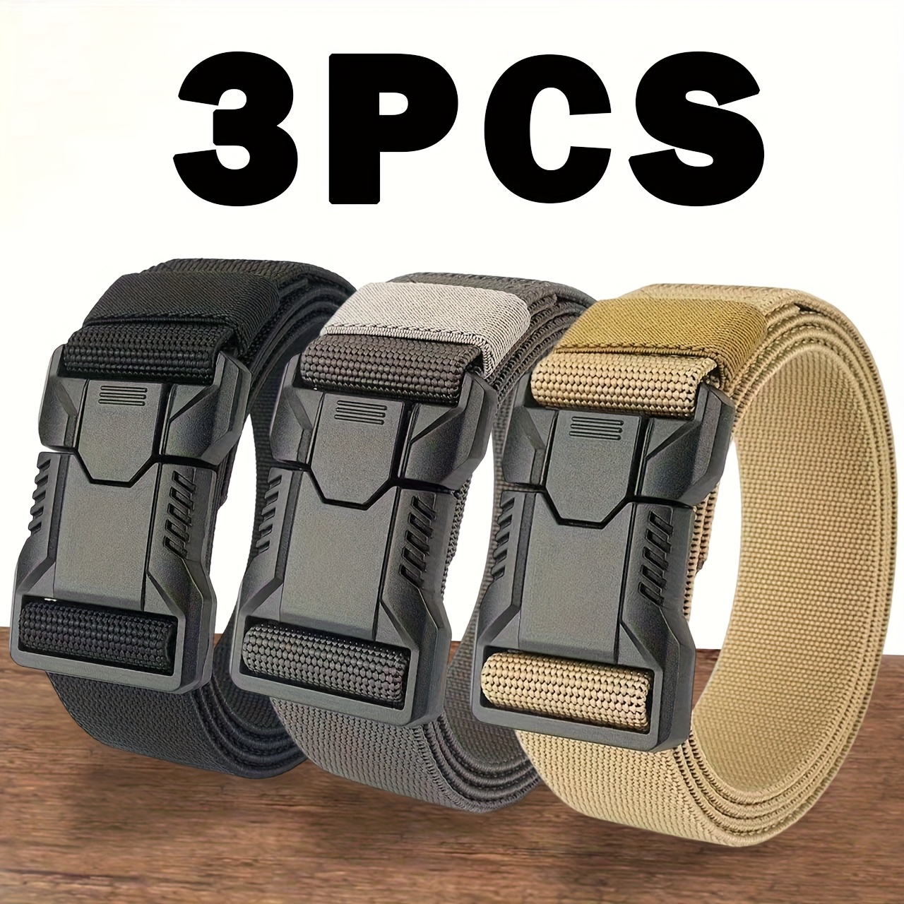 Image of 3pcs Men's Multi-functional Belt Features --release Design And Of Durable And Breathable Nylon Material. With Sportswear And Casual Wear And Is An Ideal Gift For Outdoor Sports Enthusiasts.