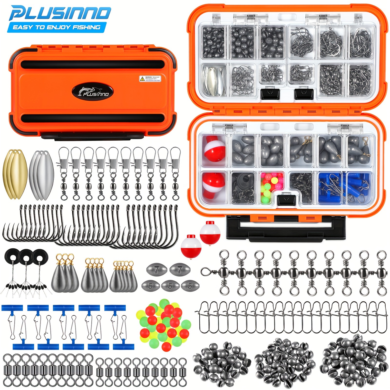 TEMU 253pcs Fishing Accessories Kit, Fishing Tackle Box With Tackle Included, Fishing Hooks, Fishing Weights Sinkers, , Fishing Gear For Bass, ,
