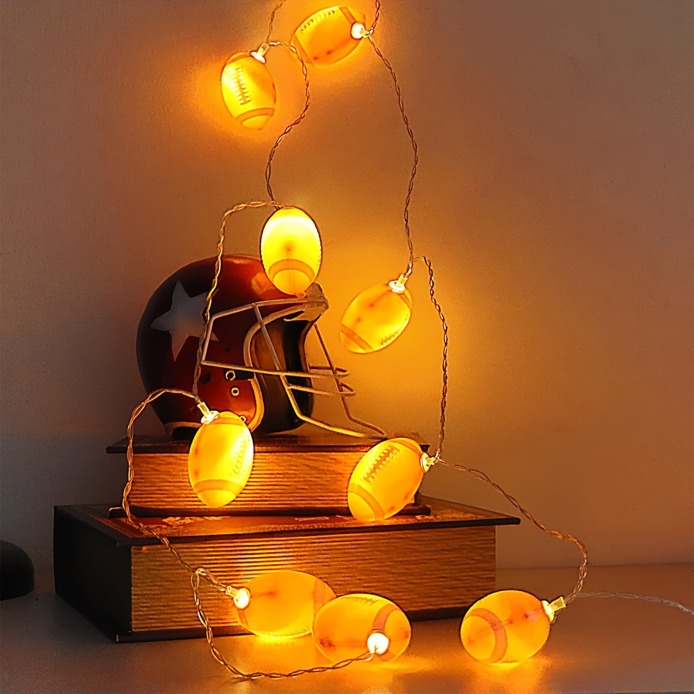 Image of Sports Themed Battery Powered Led Football Lights Ideal For Indoor Outdoor Party Decorations Bedroom Holiday And Lighting