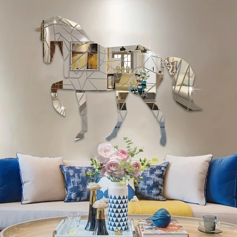stunning acrylic wall decoration diy 3d self wall art reflective surface protective film and home office or any room horse theme details 7