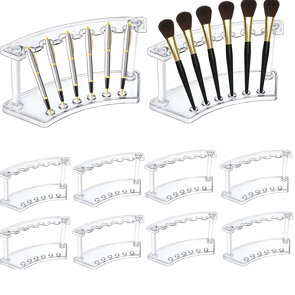 

12pcs Acrylic Pen Display Rack, 6-slot Pen Rack, Eyebrow Pen Rack, Makeup Brush Rack Storage Rack, Suitable For School, Office, Study, Home, Store