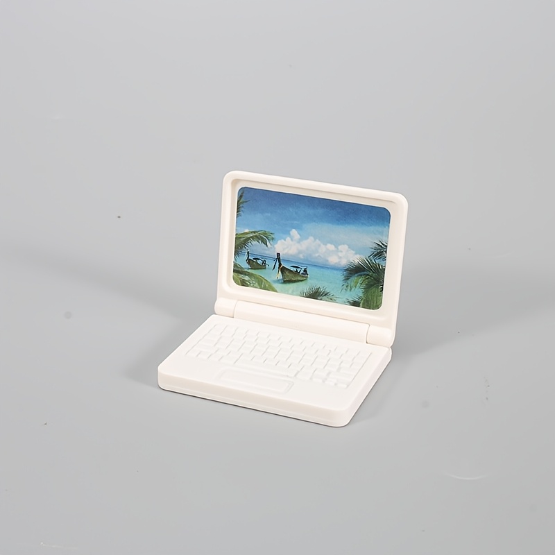 1pc Miniature Computer Model Ornament - Abs Resin, In White/pink/black - Ideal For Diy Micro Landscape Decorations