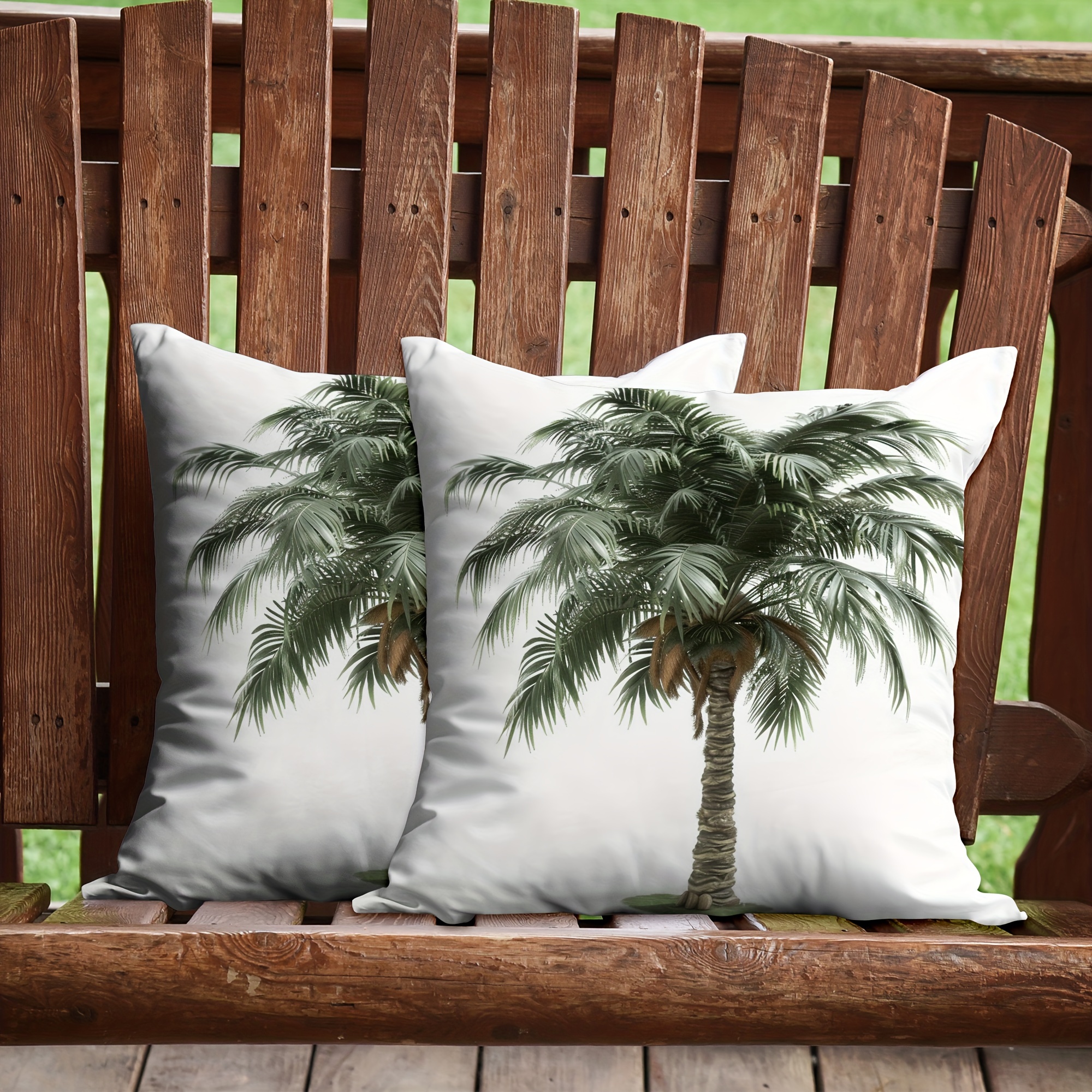 TEMU 2pcs, Throw Pillow Covers, Plants Throw Pillow Covers 18*18 Inch, For Patio Deck Furniture Bed Sofa Decoration