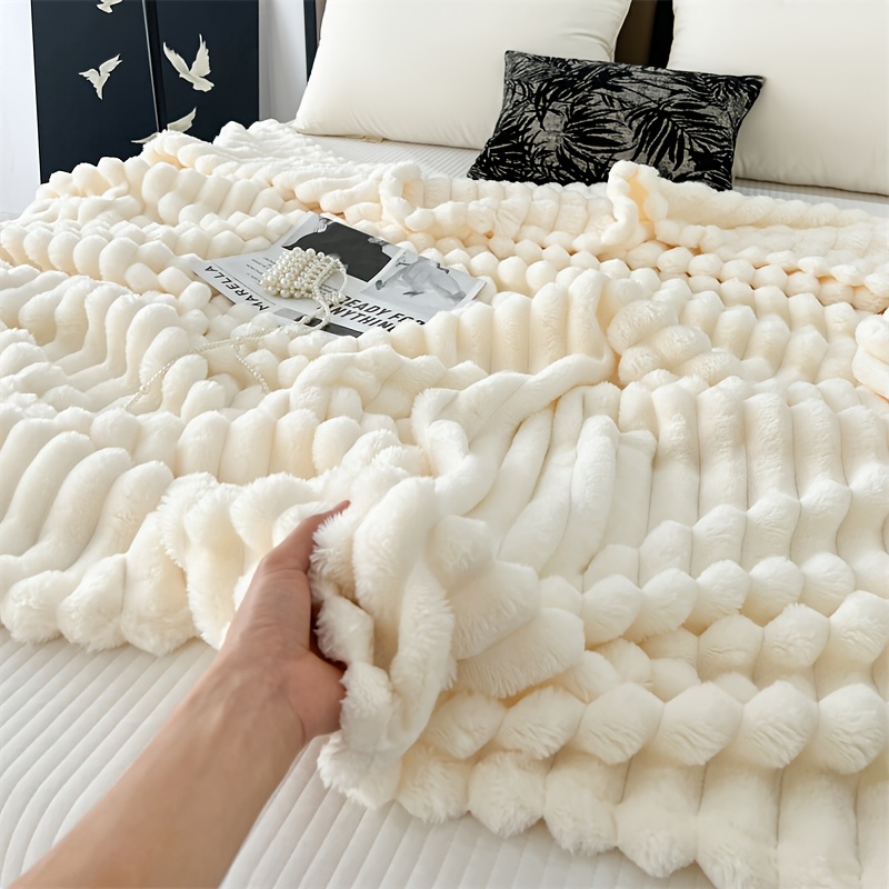 1pc solid color striped plush throw blanket - versatile lightweight sofa shawl, office nap & travel multi-use,    , ideal christmas gift,   companion |   accessory | soft polyester blanket, sofa - home & kitchen - Temu Albania