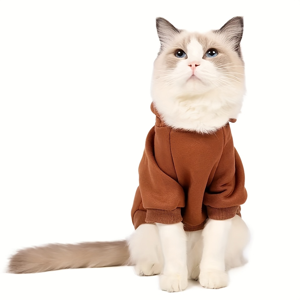 Cozy Dog & Cat Hooded Sweatshirts - Stylish Pullover Jackets for Small to Medium Pets, Polyester, All-Season Winter Wear, Available in Red, Pink, Brown, Orange, Gray, and Navy Blue, Pet Winter Clothing | Stylish Pet Apparel | Durable Pet Gear