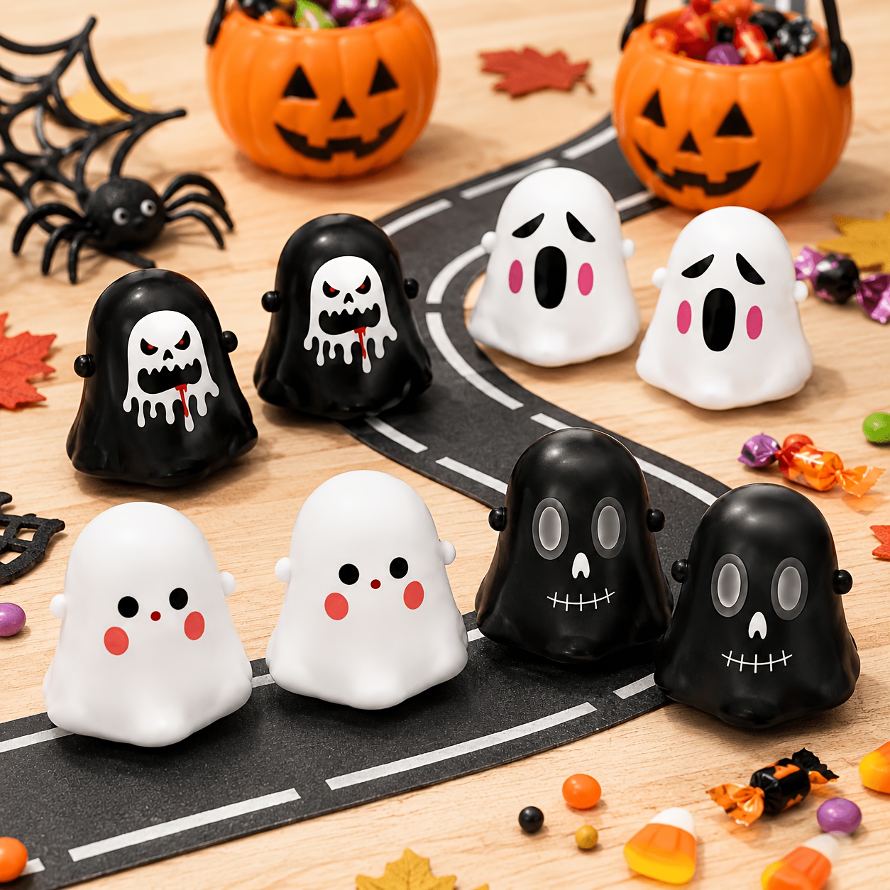 TEMU 8pcs Halloween Pull Back Cars For Kids, Mini Toys, Cute Spooky Halloween Figures, Stuffers, Trick Or Treat Toys, Classroom Prizes For Boys Girls
