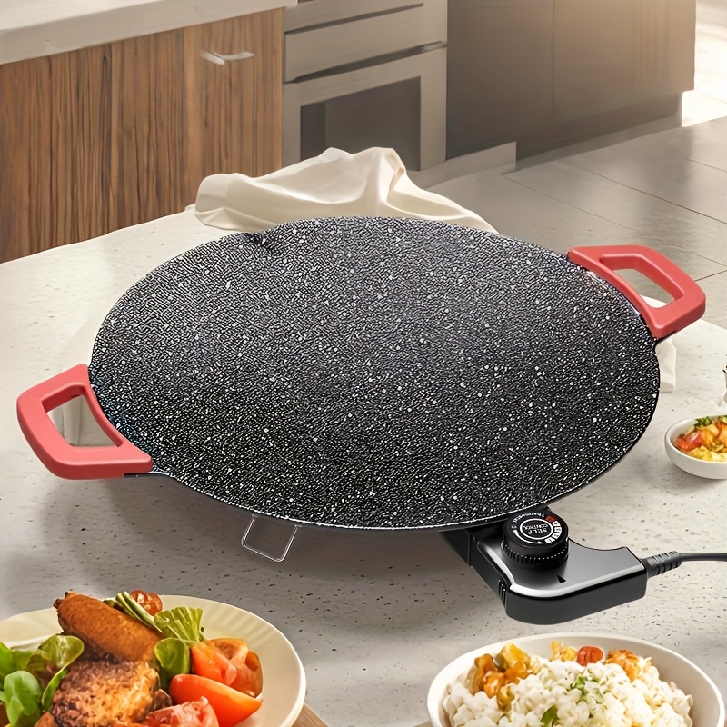Quick-heating electric baking tray - Non-stick, smoke-free indoor baking pan, equipped with a 220-volt plug, suitable for indoor/outdoor barbecuing, cooking, and stir-frying, with a surface that is easy to clean and suitable for use in a home kitchen