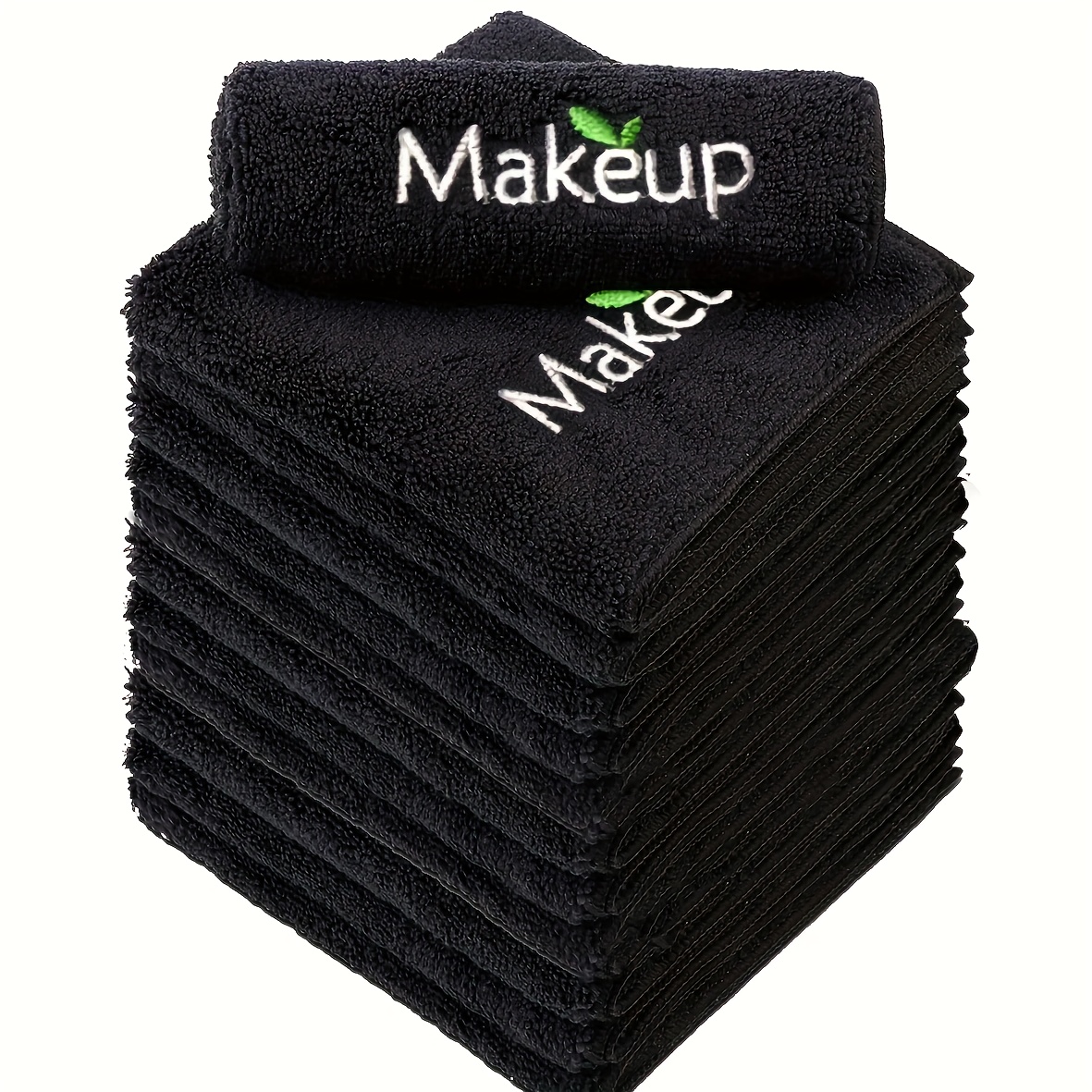 TEMU Microfiber Makeup Towels, Reusable Soft Absorbent Facial Cloths With Embroidery For Women' Beige Care, Contemporary Style