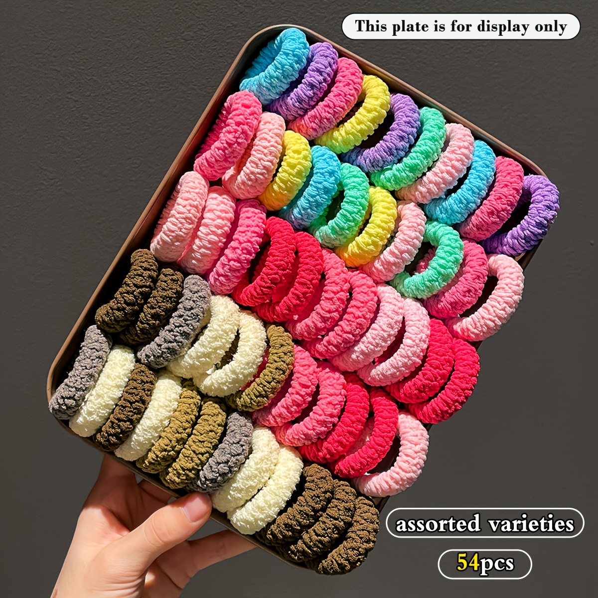 TEMU 54pcs Elegant Cute Jersey Hair Ties Set - Solid Color Hair Bands For Women, Assorted Pack For Ponytail And Hair Management