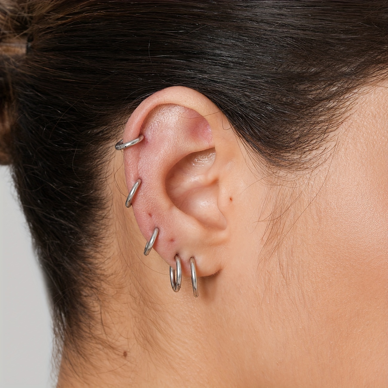 TEMU 5 Pairs Small Golden Hoop Earrings For Women: 14k Golden Plated Huggie Hoop Earrings For Cartilage Helix Tragus, Tiny Thin Hoop Earrings,