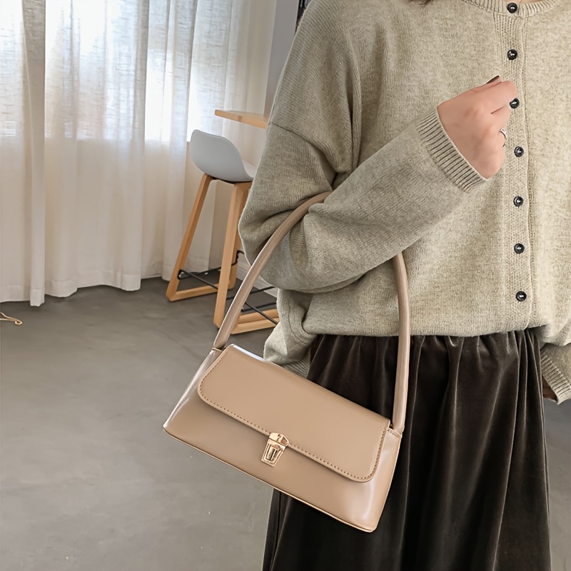 TEMU High End Retro Shoulder Bag For Women, Simple And Colorful Autumn And Winter Crossbody Bag, Niche Fashion Handbag For Women, Solid Color Small