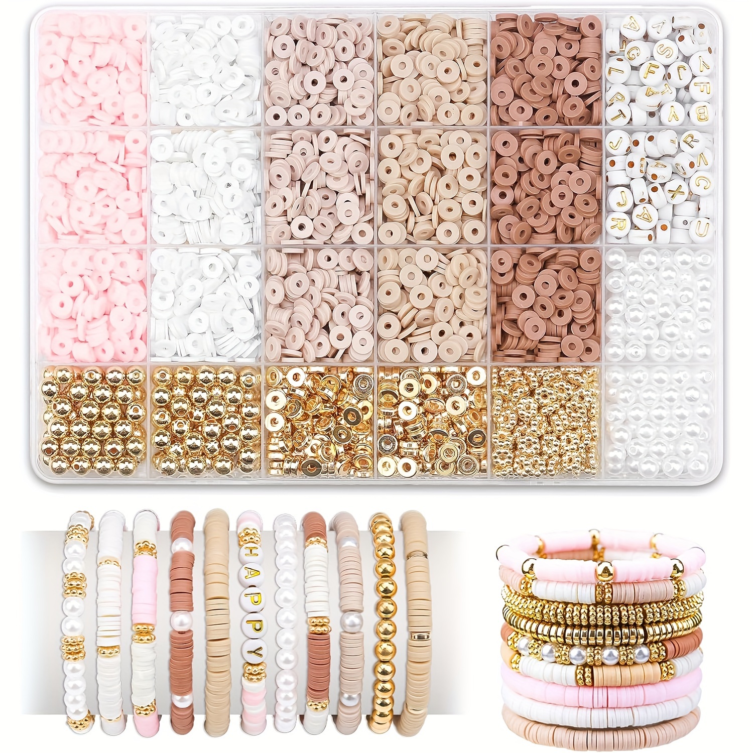 

Clay Bead Bracelet Kit, 2370pcs Clay Bead Bracelet Making Kit Suitable For Girls Adult, Diy Friendship Bracelet Kit Bracelet With Alphabet Beads For Gift