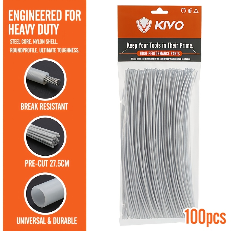 Image of 100pcs 3.0mm X 275mm Nylon Trimmer Line, Pre-cut Round Weed String, Heavy Duty Wear-resistant Grass Trimmer Line For Tough