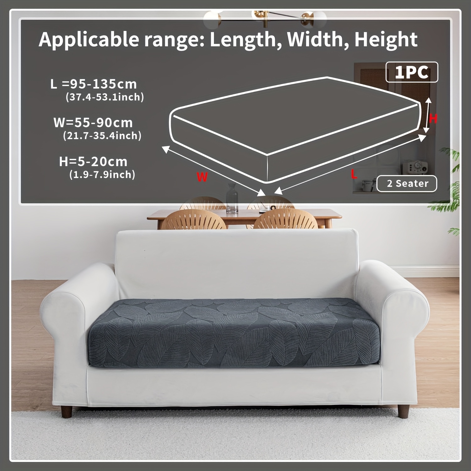 E-shop 1 Stück Sofabezug mit Blattmuster, Elastischer Ganzjahres-Stretch-Sofabezug mit Rücken- Armlehnenbezügen, Einfacher Moderner Stil, Rutschfester
