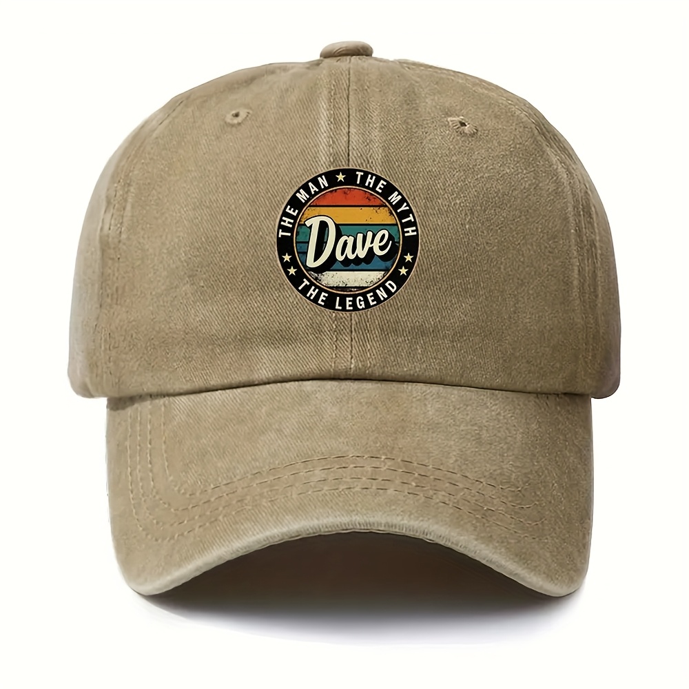 TEMU Dave The For Man The Legend" Printed Baseball , Adjustable Hat For Outdoor Activities, Unisex Outdoor Baseball , Perfect Gift Choice, Great For