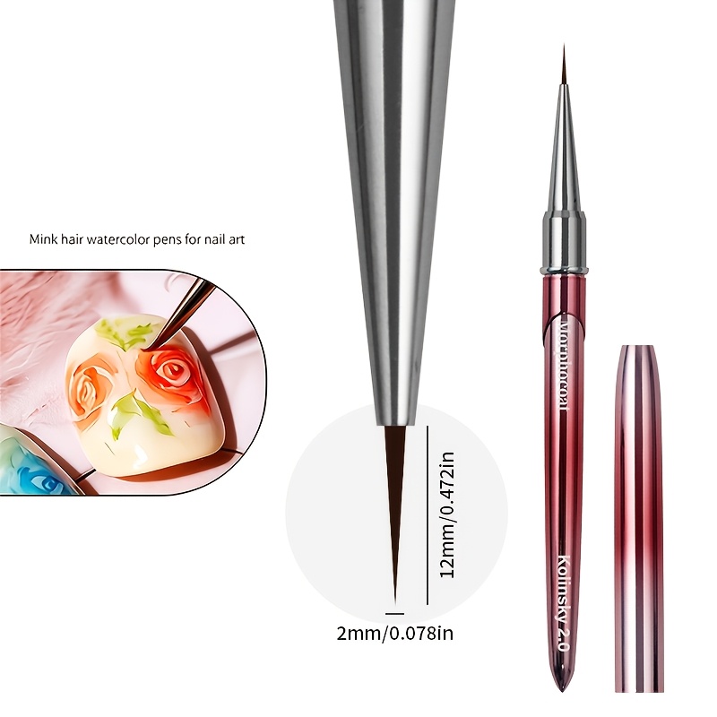 TEMU Morphocoat Professional Electroplated & Blue Engraved Acrylic Nail Brush - 1.0#/2.0# Suitable For Gel Polish, Powder Nail Art, 3d Carving With