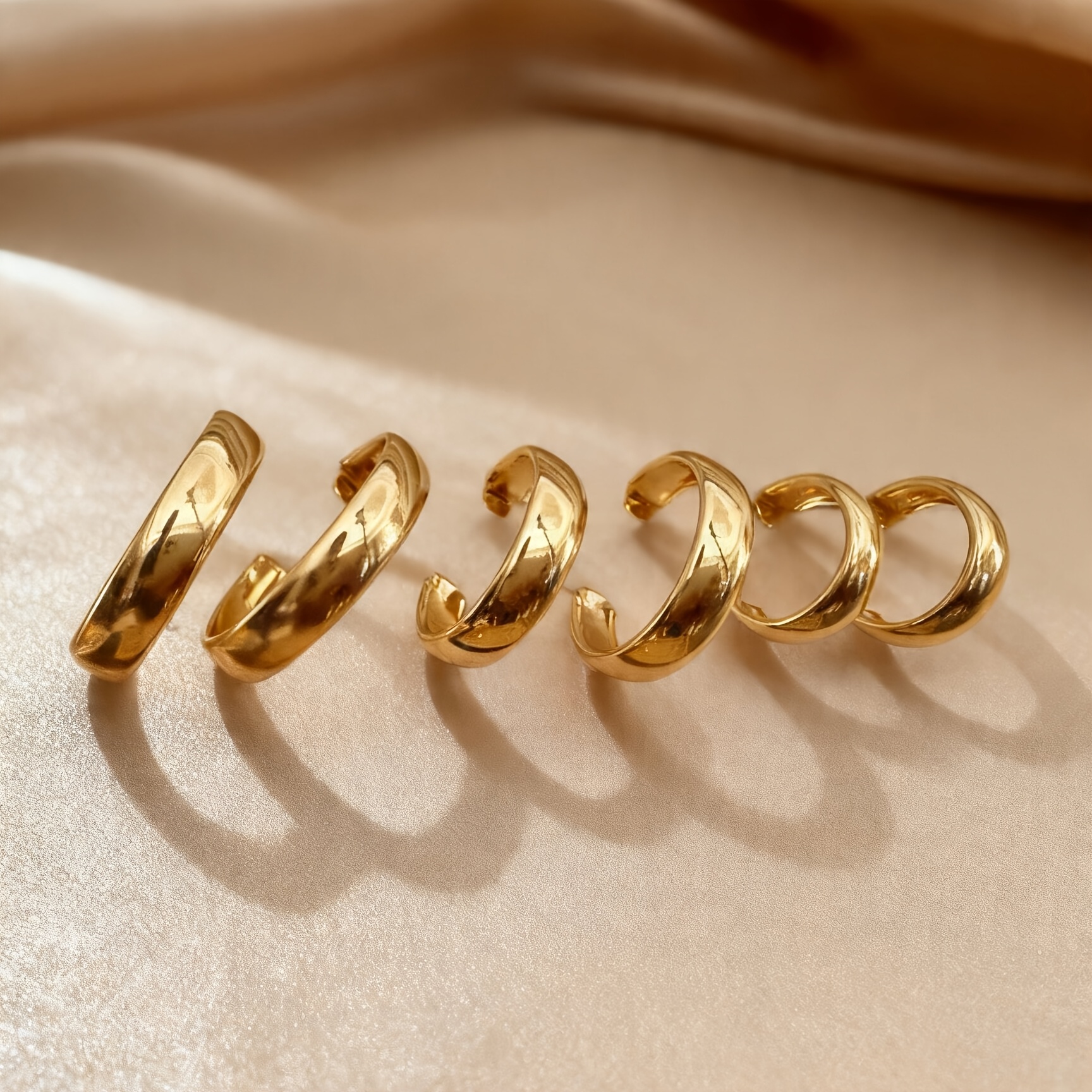 3-Pair Women's Plated Middle Eastern Multi-Layer Hoop Earrings Set